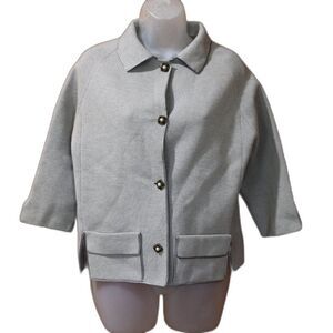Coltalia Imports Vintage Wool Cropped Blazer Jacket Gray Pearl Button 12